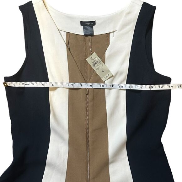 Ann Taylor Colorblock Zipper Front Fit & Flare Style Career Dress Size 8 NWT - Picture 7 of 12